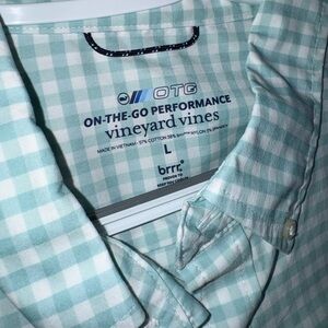 Vineyard Vines Men's Mint Checkered Button Down Shirt
